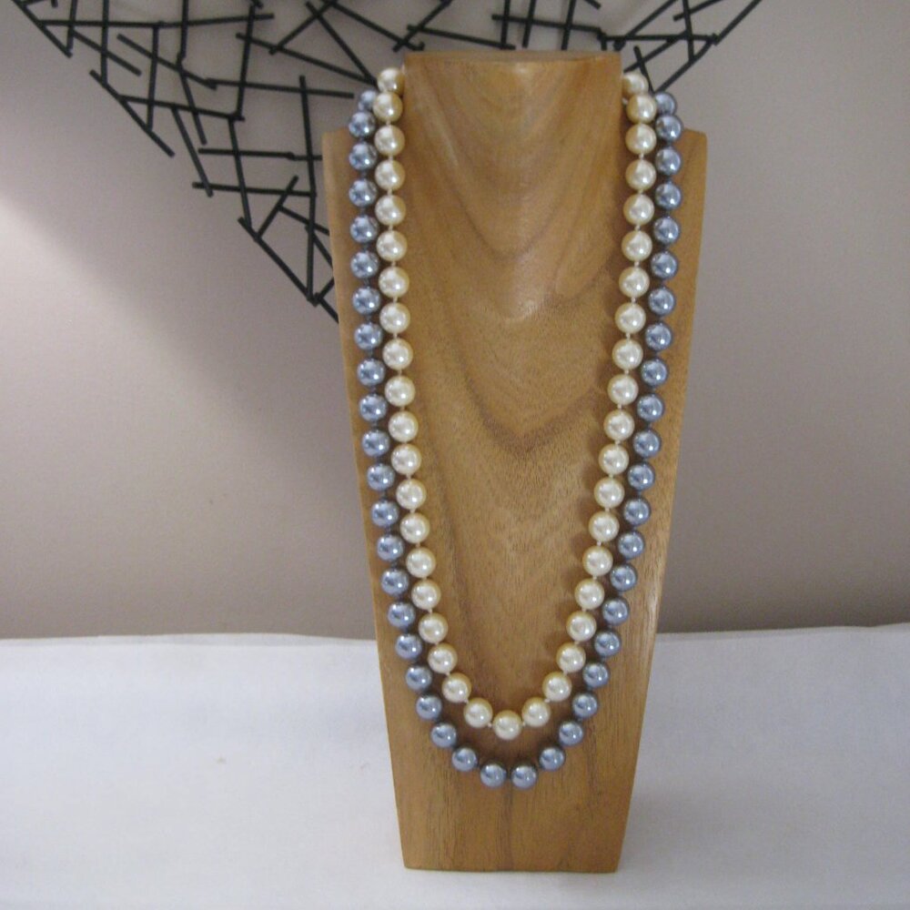 Vintage Joan Rivers Classic Collection Two Strand Faux Pearl Necklace